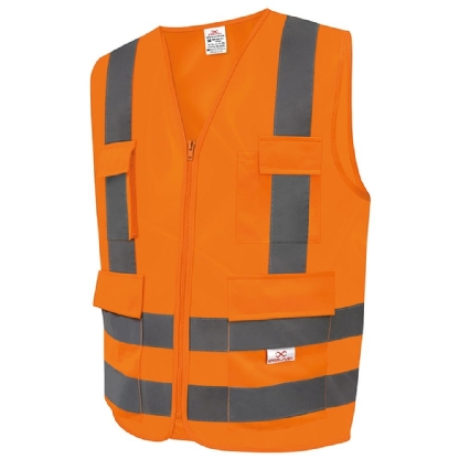 COLETE REFLETIVO 4 BOLSOS LARANJA FLUORESCENTE STEELFLEX  STF-VACL94030