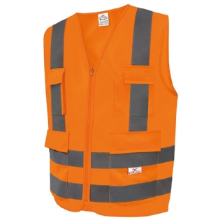 COLETE REFLETIVO 4 BOLSOS LARANJA FLUORESCENTE STEELFLEX  STF-VACL94030
