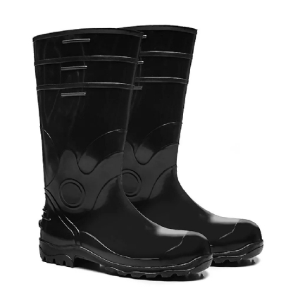 BOTA DE PVC CANO LONGO PRETA S/ FORRO N42