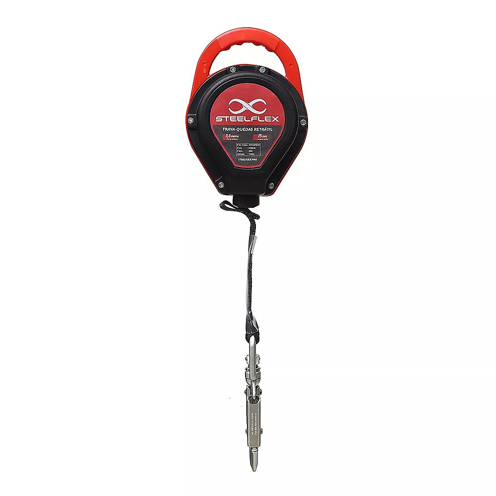 TRAVA QUEDAS STEELFLEX RETRATIL COM FITA DE 25MM DE 3.5M