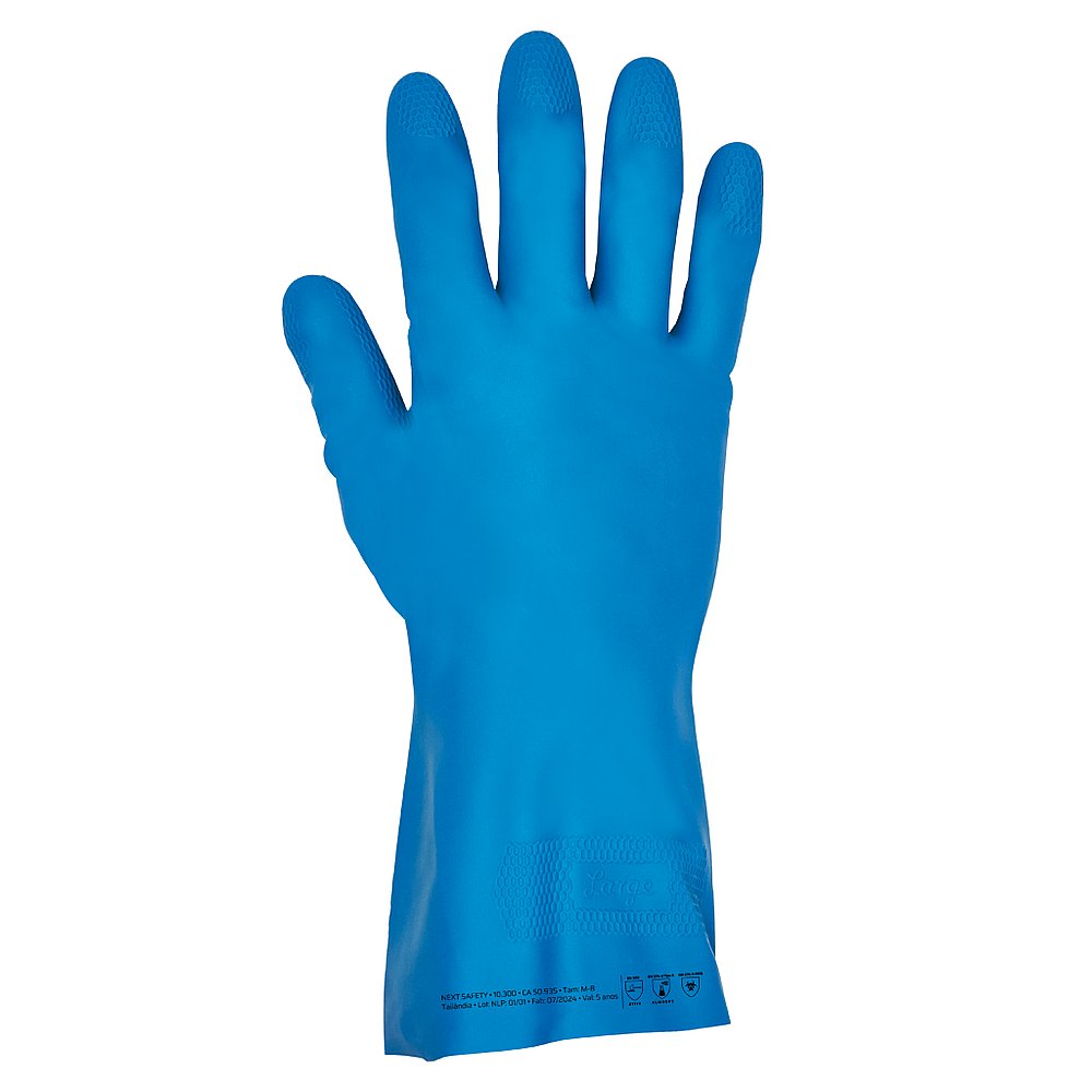 LUVA DE LÁTEX NATURAL PURAGUARD SILVER AZUL COM VERNIZ INTERNO CA 50935 TAM XG