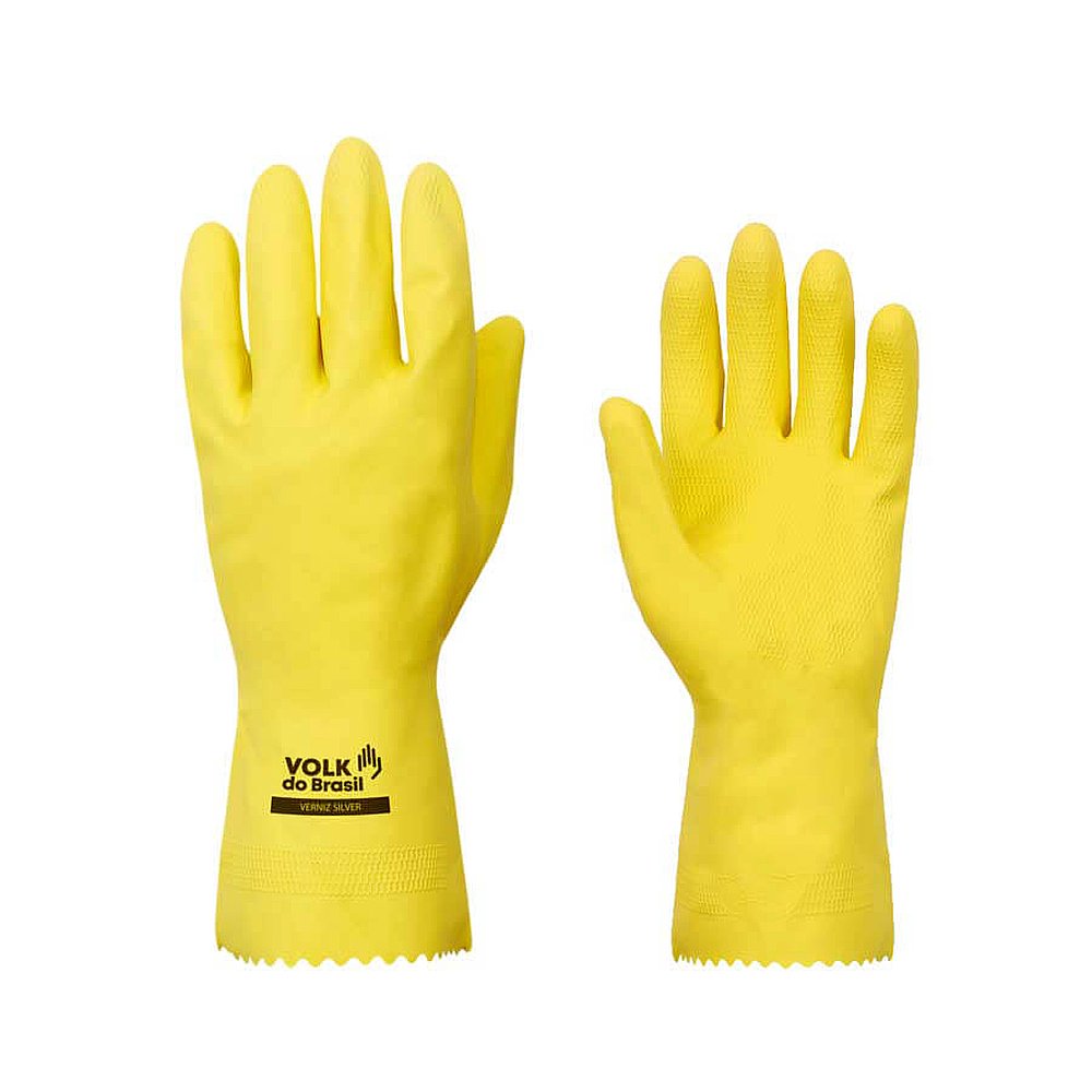 LUVA VOLK LATEX VERNIZ SILVER PLUS AMARELA TAM XG