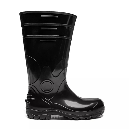 BOTA DE PVC CANO LONGO PRETA S/ FORRO N35