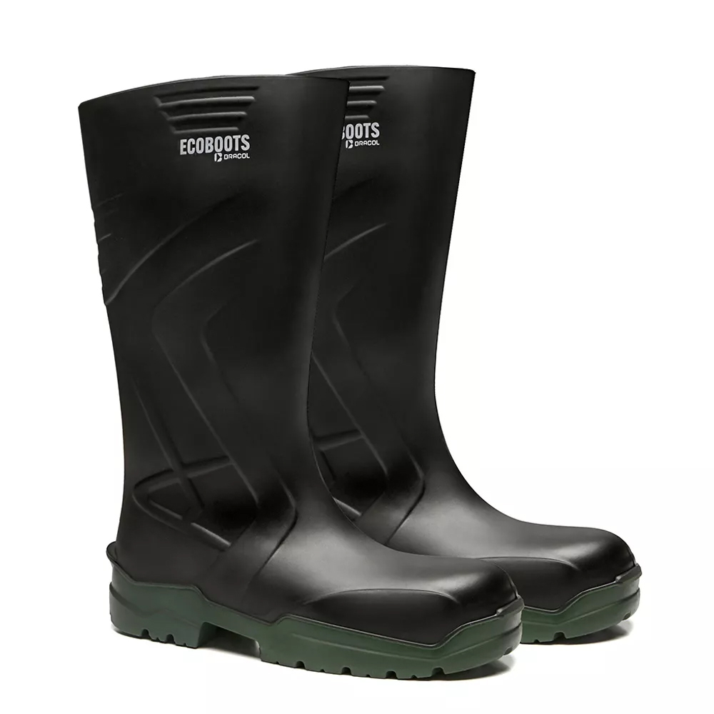 BOTA LONGA PRETA E VERDE SEM FORRO COM BIQUEIRA COMPOSITE POLYTECH ECOBOOTS N36